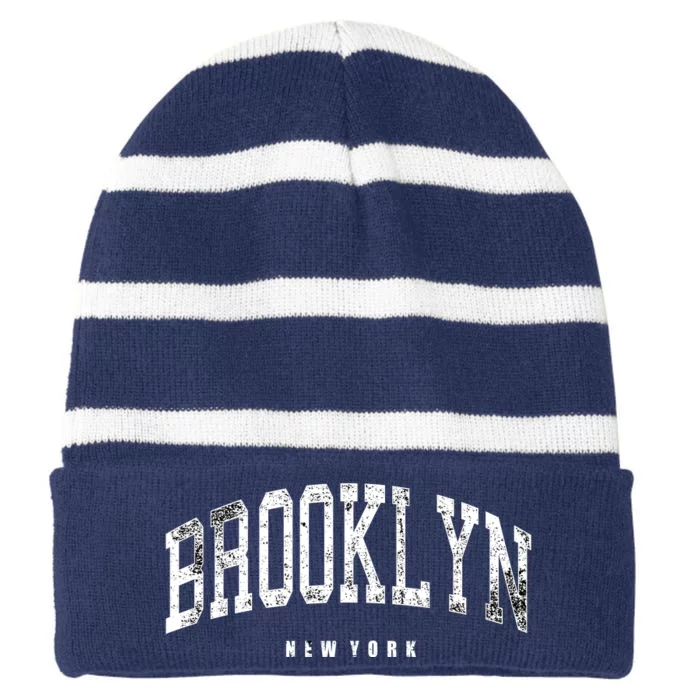 Vintage Brooklyn Striped Beanie with Solid Band