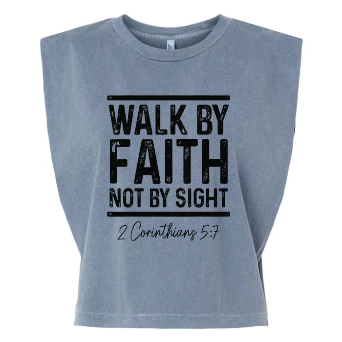 Vintage Bible Verse Walk Faith Not By Sight Christian Garment-Dyed Women's Muscle Tee