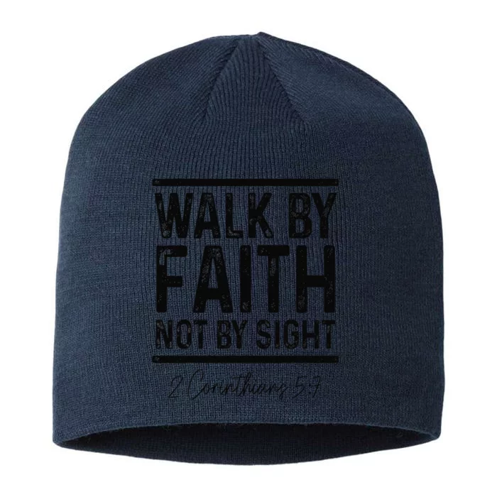 Vintage Bible Verse Walk Faith Not By Sight Christian 8 1/2in Sustainable Knit Beanie