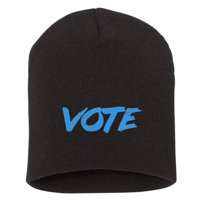 Vote Blue Short Acrylic Beanie