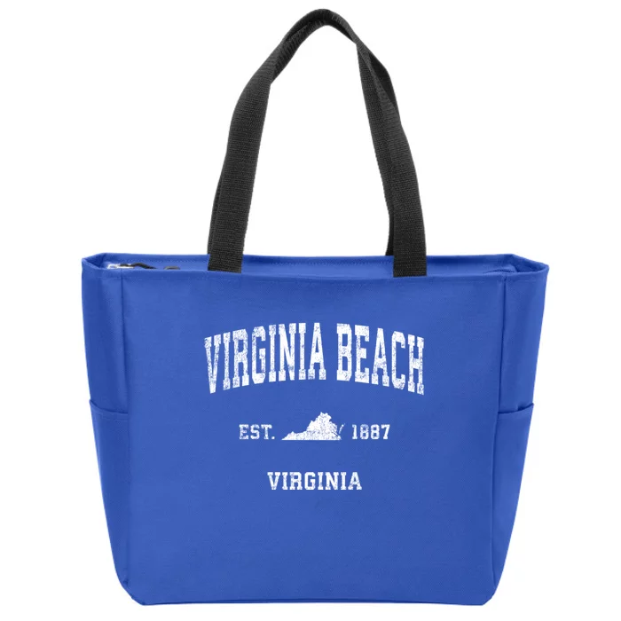 Virginia Beach Virginia Va Vintage Established Sports Design Zip Tote Bag