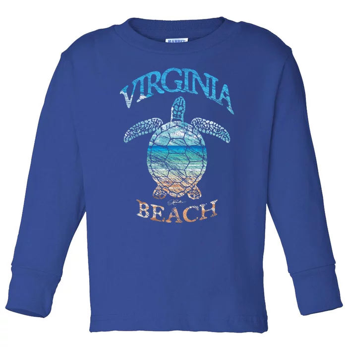 Virginia Beach Va Beach In The Sea Turtle Gift Toddler Long Sleeve Shirt