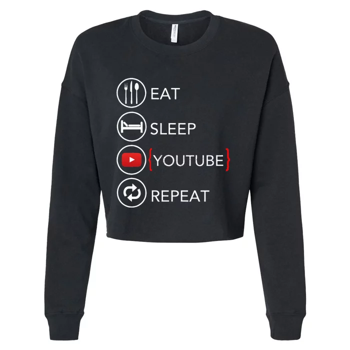 Video Blogger Vlogger Like Subscribe Podcaster Cropped Pullover Crew