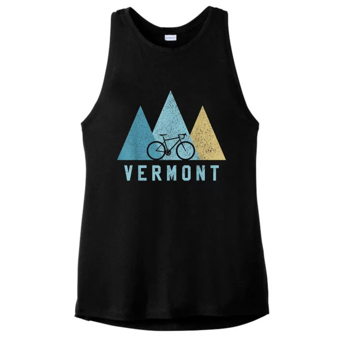 Vermont Bike Vintage Cycling Mountains MTB Bicycle Gift Ladies Tri-Blend Wicking Tank