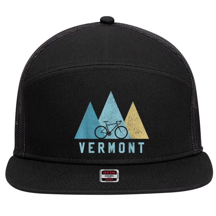 Vermont Bike Vintage Cycling Mountains MTB Bicycle Gift 7 Panel Mesh Trucker Snapback Hat