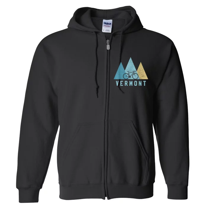 Vermont Bike Vintage Cycling Mountains MTB Bicycle Gift Full Zip Hoodie