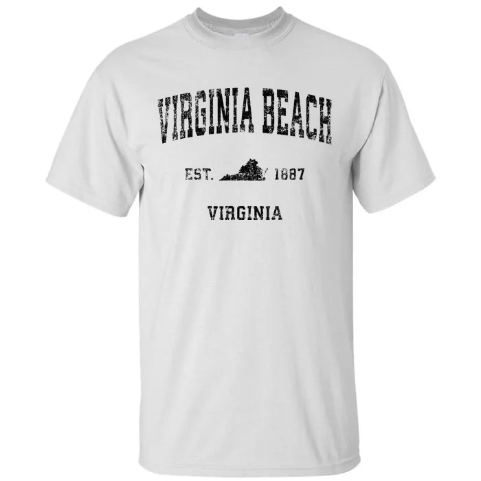 Virginia Beach Virginia Va Vintage Sports Design Black Print Tall T-Shirt