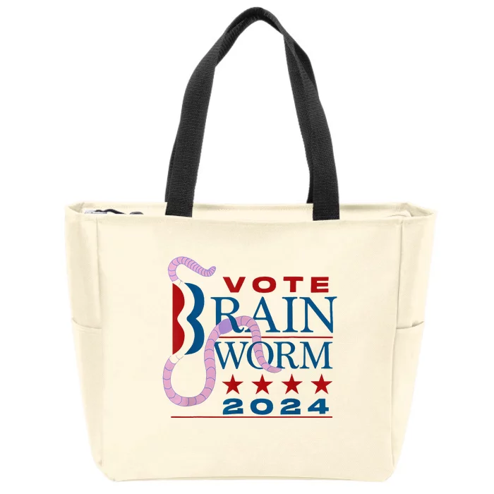 Vote Brain Worm 2024 Zip Tote Bag