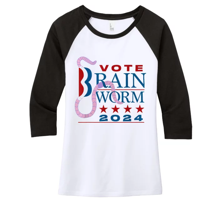 Vote Brain Worm 2024 Women's Tri-Blend 3/4-Sleeve Raglan Shirt