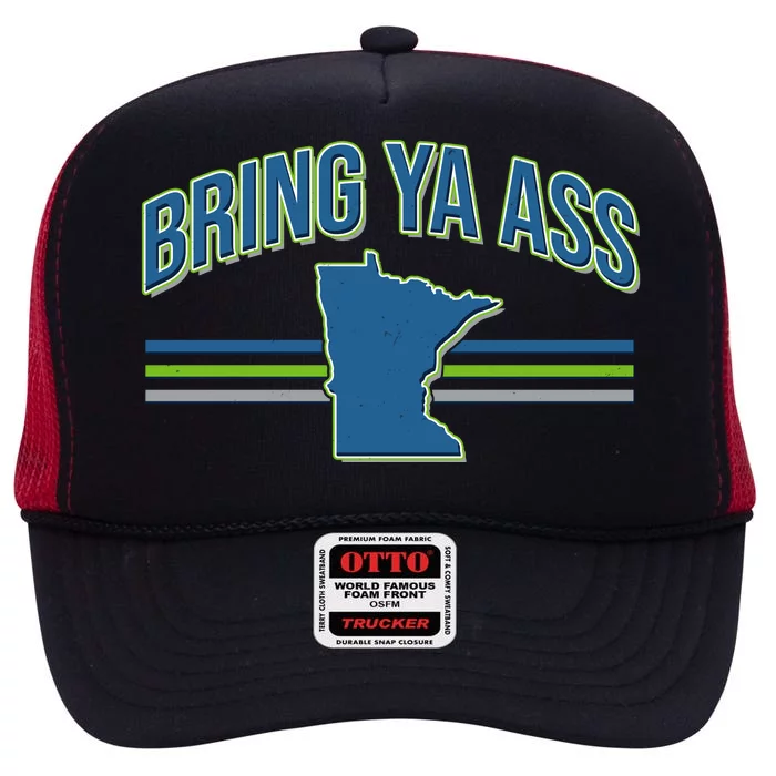 Vintage Bring Ya Ass To Minnesota High Crown Mesh Trucker Hat