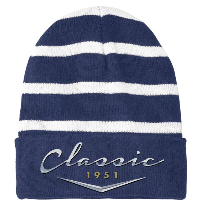 Vintage Classic 1951 Birthday Gifts For Dad, Husband Striped Beanie with Solid Band