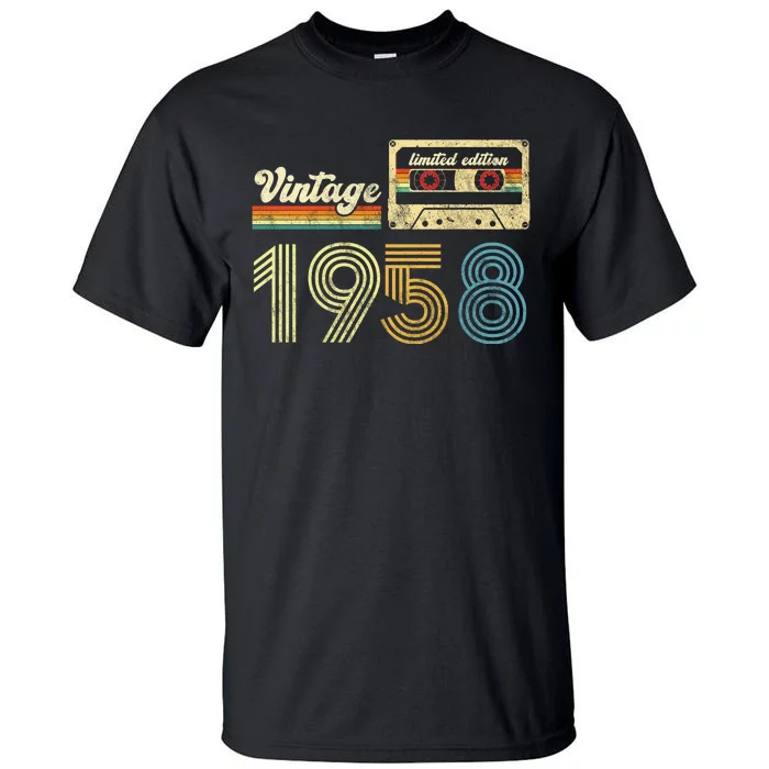 vintage cassette 1958 Retro Birthday 65th Dad Birthday Gift Grandpa Birthday Tall T-Shirt