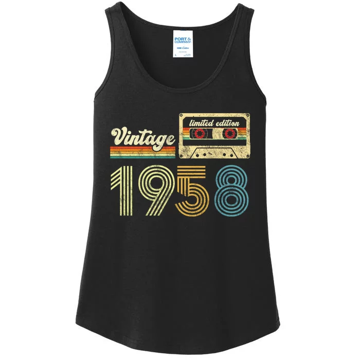 vintage cassette 1958 Retro Birthday 65th Dad Birthday Gift Grandpa Birthday Ladies Essential Tank