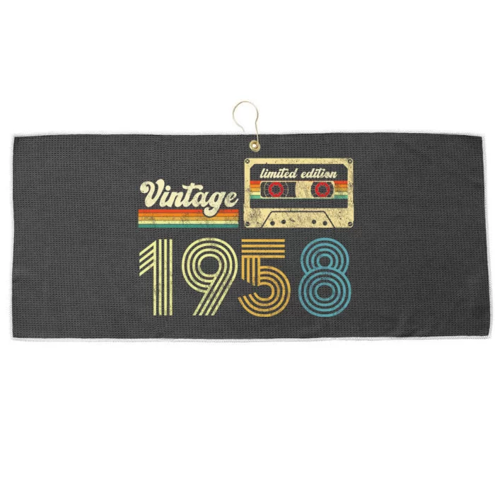 vintage cassette 1958 Retro Birthday 65th Dad Birthday Gift Grandpa Birthday Large Microfiber Waffle Golf Towel