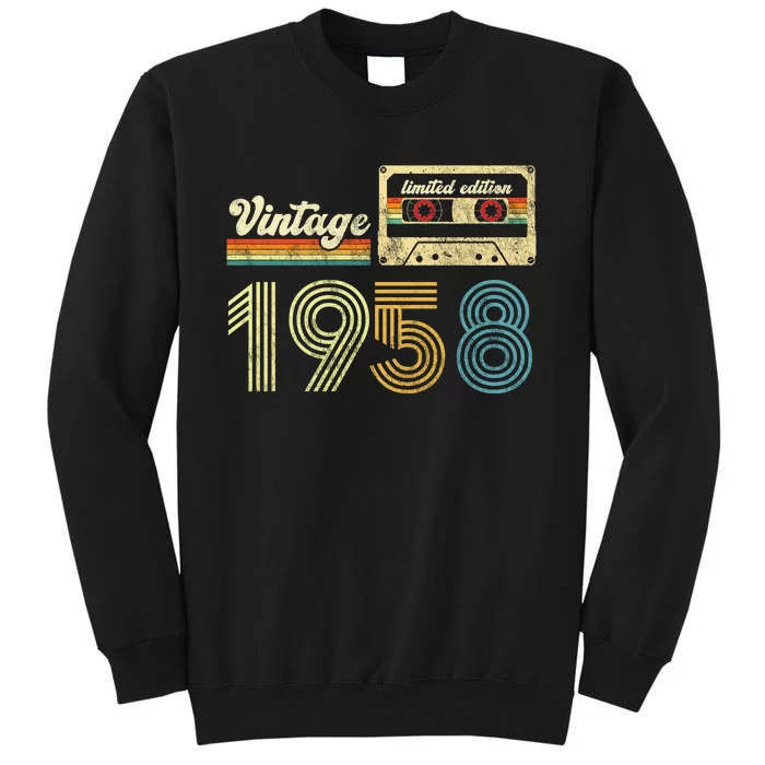 vintage cassette 1958 Retro Birthday 65th Dad Birthday Gift Grandpa Birthday Tall Sweatshirt