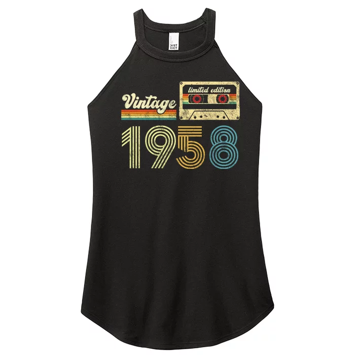 vintage cassette 1958 Retro Birthday 65th Dad Birthday Gift Grandpa Birthday Women’s Perfect Tri Rocker Tank