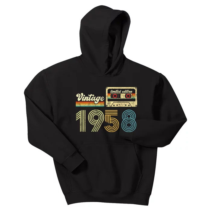 vintage cassette 1958 Retro Birthday 65th Dad Birthday Gift Grandpa Birthday Kids Hoodie