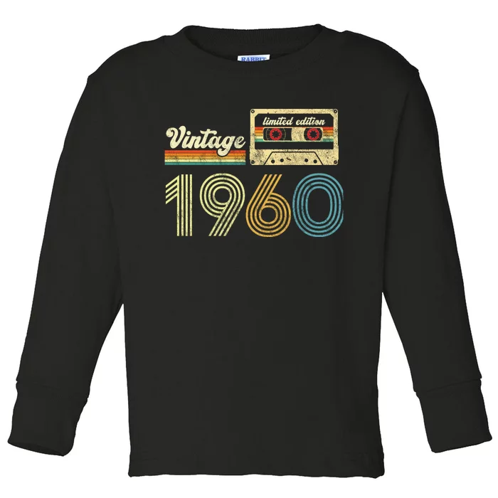 vintage cassette 1960 Retro Birthday 63rd Dad Birthday Gift Grandpa Birthday Toddler Long Sleeve Shirt