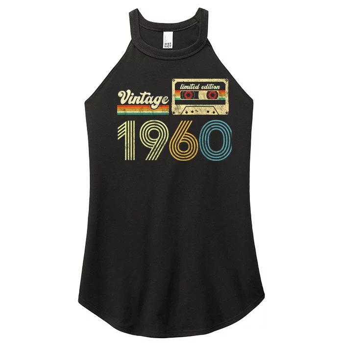 vintage cassette 1960 Retro Birthday 63rd Dad Birthday Gift Grandpa Birthday Women’s Perfect Tri Rocker Tank