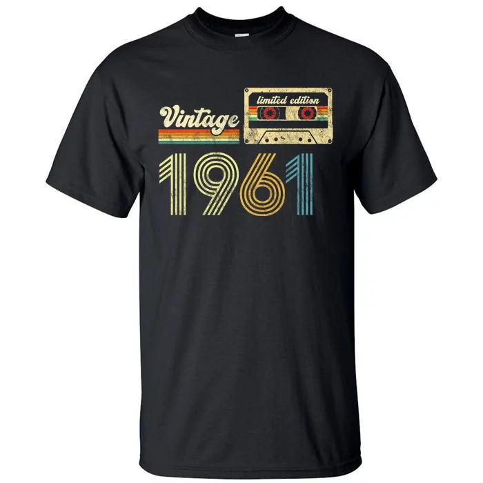 vintage cassette 1961 Retro Birthday 62nd Dad Birthday Gift Grandpa Birthday Tall T-Shirt