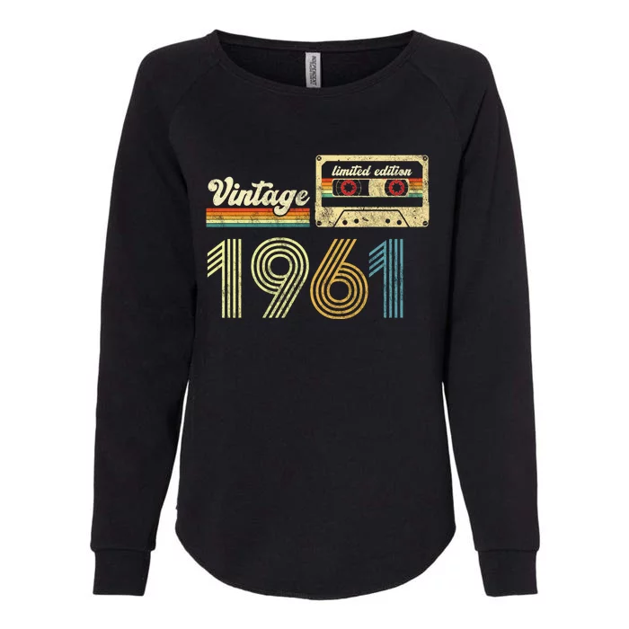 vintage cassette 1961 Retro Birthday 62nd Dad Birthday Gift Grandpa Birthday Womens California Wash Sweatshirt