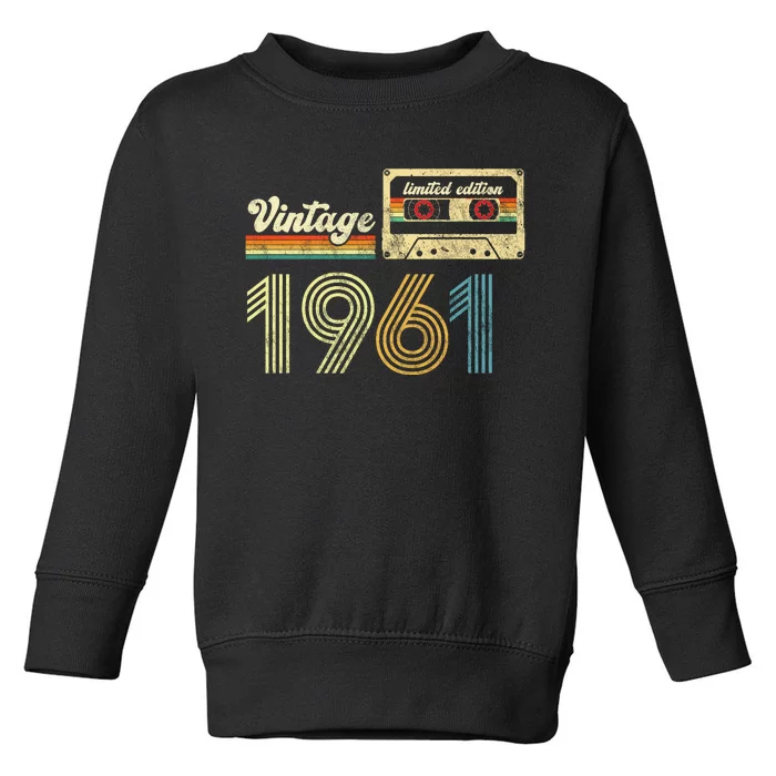 vintage cassette 1961 Retro Birthday 62nd Dad Birthday Gift Grandpa Birthday Toddler Sweatshirt