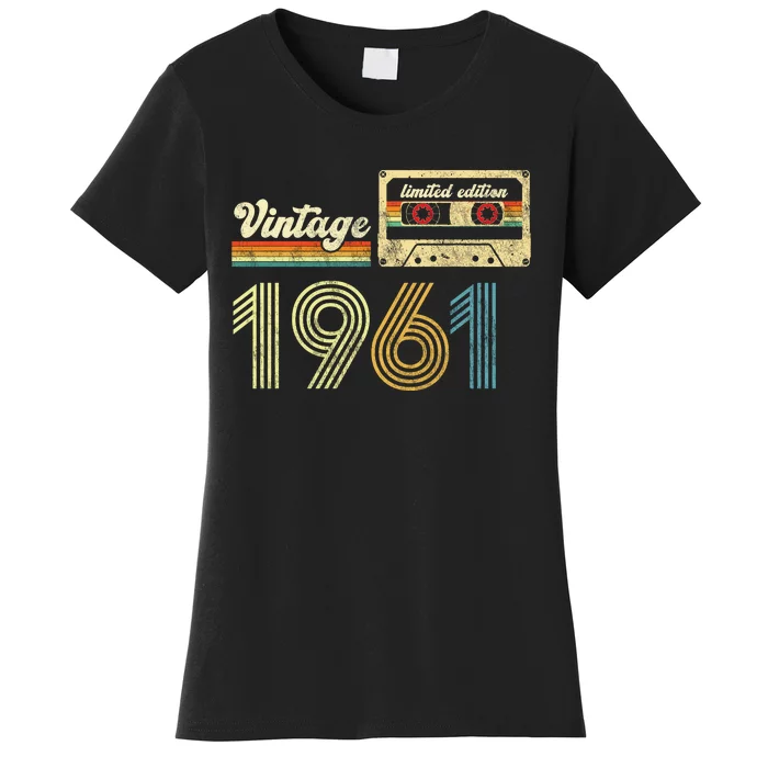 vintage cassette 1961 Retro Birthday 62nd Dad Birthday Gift Grandpa Birthday Women's T-Shirt