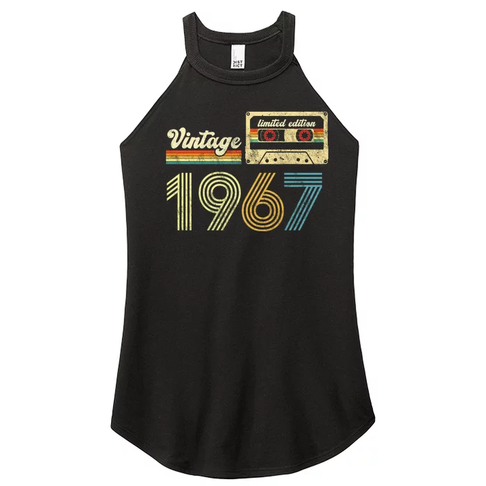 vintage cassette 1967 Retro Birthday 56th Dad Birthday Gift Grandpa Birthday Women’s Perfect Tri Rocker Tank