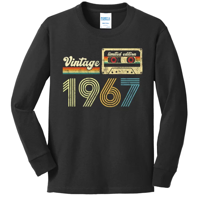 vintage cassette 1967 Retro Birthday 56th Dad Birthday Gift Grandpa Birthday Kids Long Sleeve Shirt