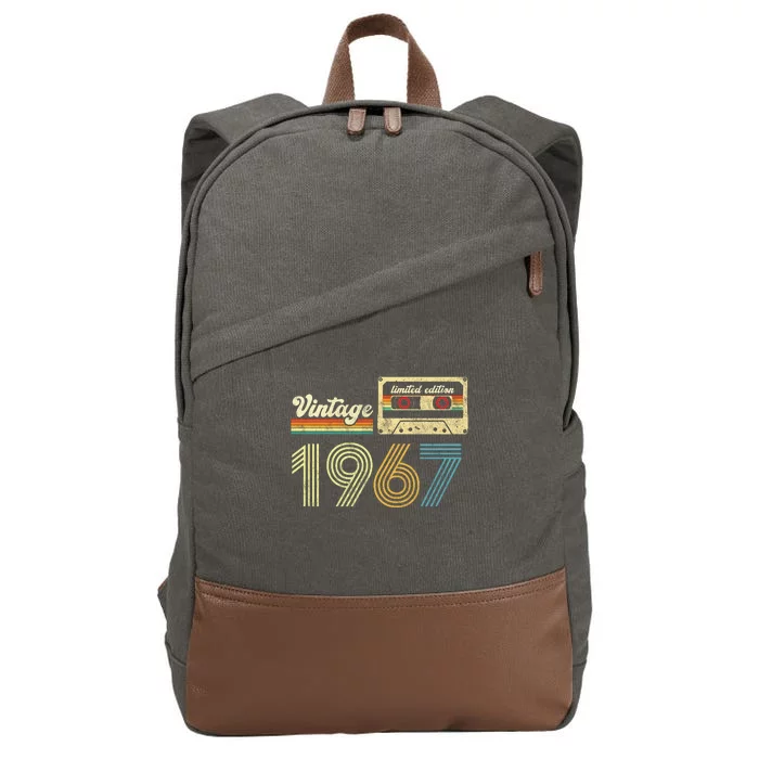 vintage cassette 1967 Retro Birthday 56th Dad Birthday Gift Grandpa Birthday Cotton Canvas Backpack