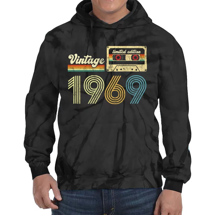 vintage cassette 1969 Retro Birthday 54th Dad Birthday Gift Grandpa Birthday Tie Dye Hoodie