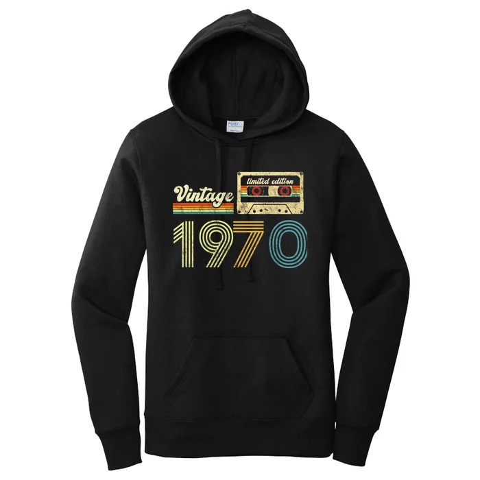 vintage cassette 1970 Retro Birthday 53rd Dad Birthday Gift Grandpa Birthday Women's Pullover Hoodie