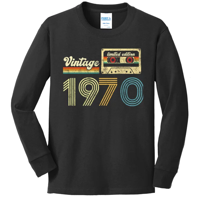 vintage cassette 1970 Retro Birthday 53rd Dad Birthday Gift Grandpa Birthday Kids Long Sleeve Shirt