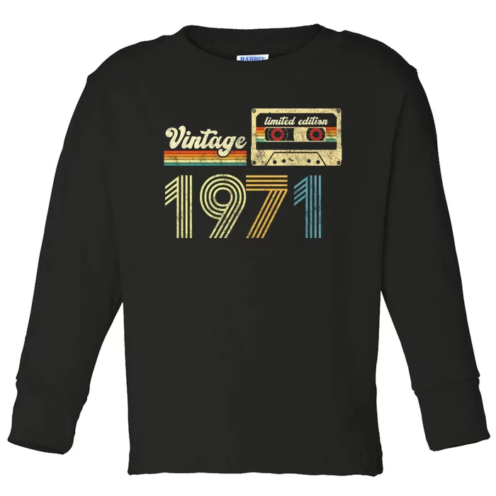 vintage cassette 1971 Retro Birthday 52nd Dad Birthday Gift Grandpa Birthday Toddler Long Sleeve Shirt