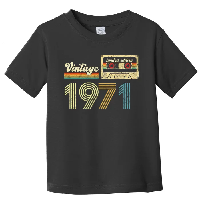 vintage cassette 1971 Retro Birthday 52nd Dad Birthday Gift Grandpa Birthday Toddler T-Shirt