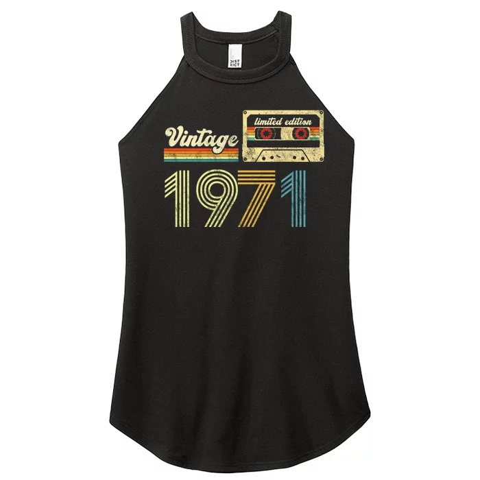 vintage cassette 1971 Retro Birthday 52nd Dad Birthday Gift Grandpa Birthday Women’s Perfect Tri Rocker Tank