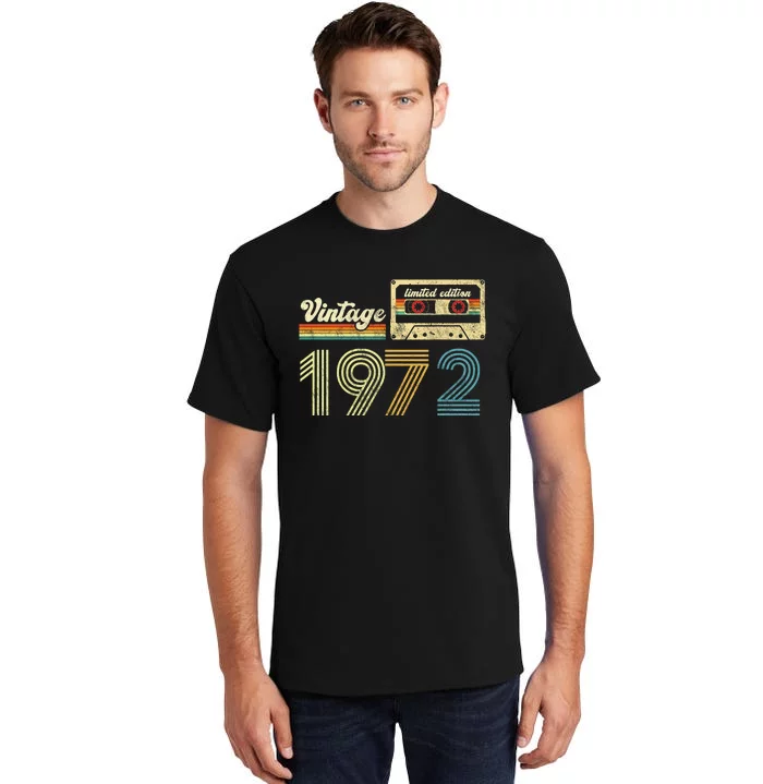 vintage cassette 1972 Retro Birthday 51st Dad Birthday Gift Grandpa Birthday Tall T-Shirt