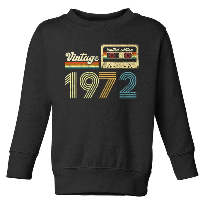 vintage cassette 1972 Retro Birthday 51st Dad Birthday Gift Grandpa Birthday Toddler Sweatshirt