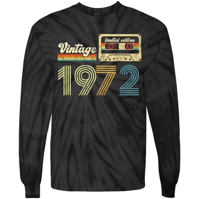 vintage cassette 1972 Retro Birthday 51st Dad Birthday Gift Grandpa Birthday Tie-Dye Long Sleeve Shirt