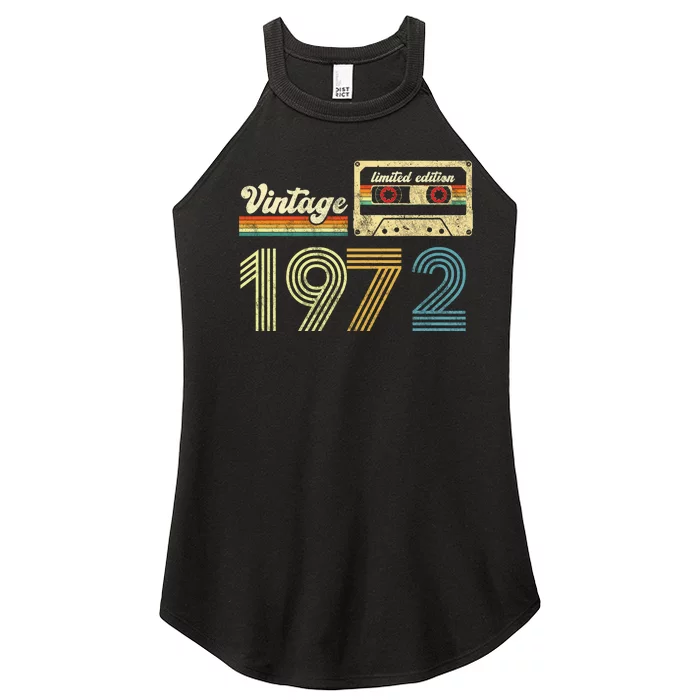 vintage cassette 1972 Retro Birthday 51st Dad Birthday Gift Grandpa Birthday Women’s Perfect Tri Rocker Tank