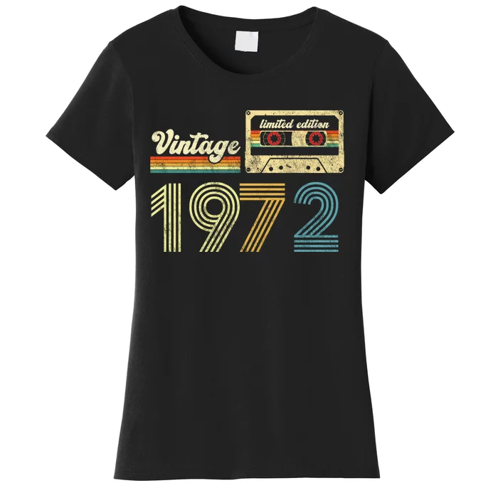 vintage cassette 1972 Retro Birthday 51st Dad Birthday Gift Grandpa Birthday Women's T-Shirt