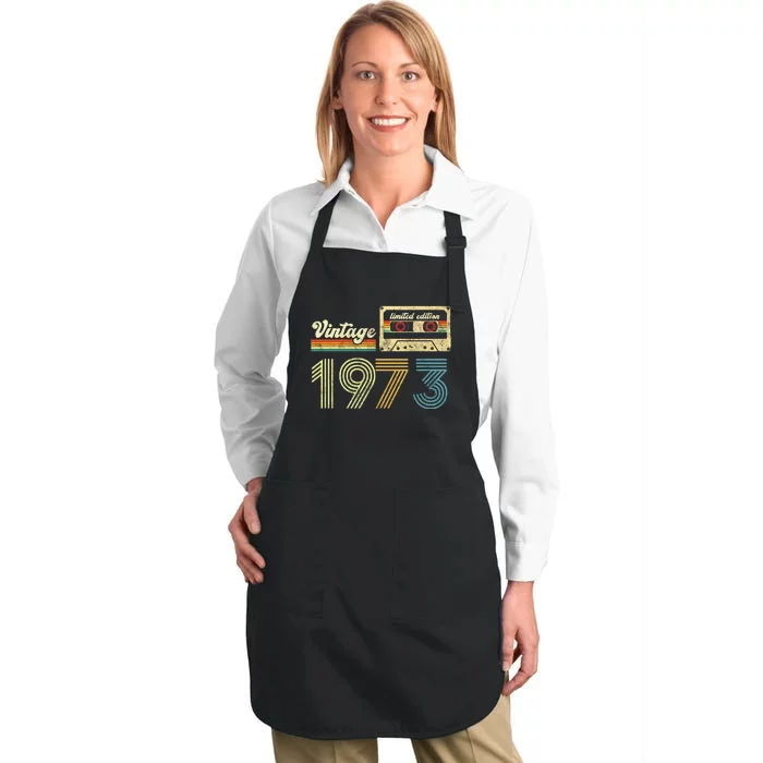 vintage cassette 1973 Retro Birthday 50th Dad Birthday Gift Grandpa Birthday Full-Length Apron With Pocket