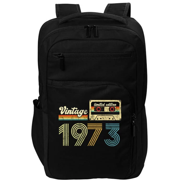 vintage cassette 1973 Retro Birthday 50th Dad Birthday Gift Grandpa Birthday Impact Tech Backpack