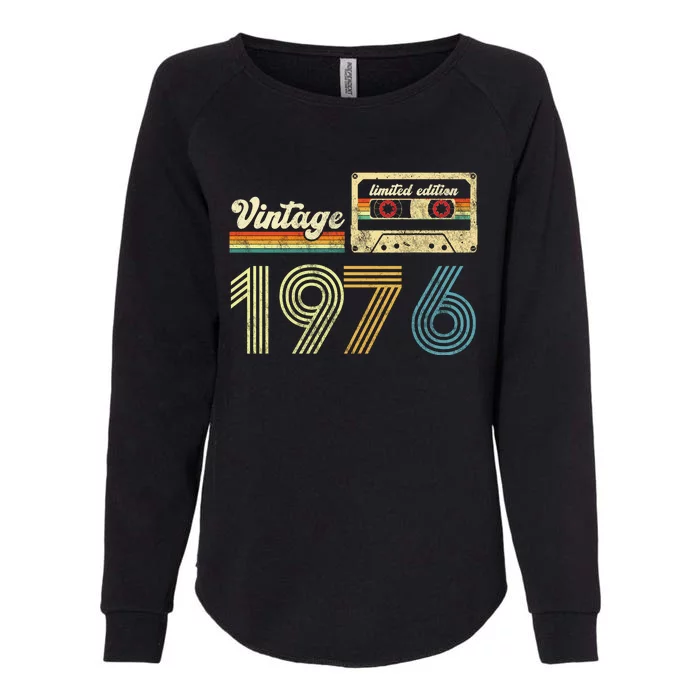 vintage cassette 1976 Retro Birthday 47th Dad Birthday Gift Grandpa Birthday Womens California Wash Sweatshirt