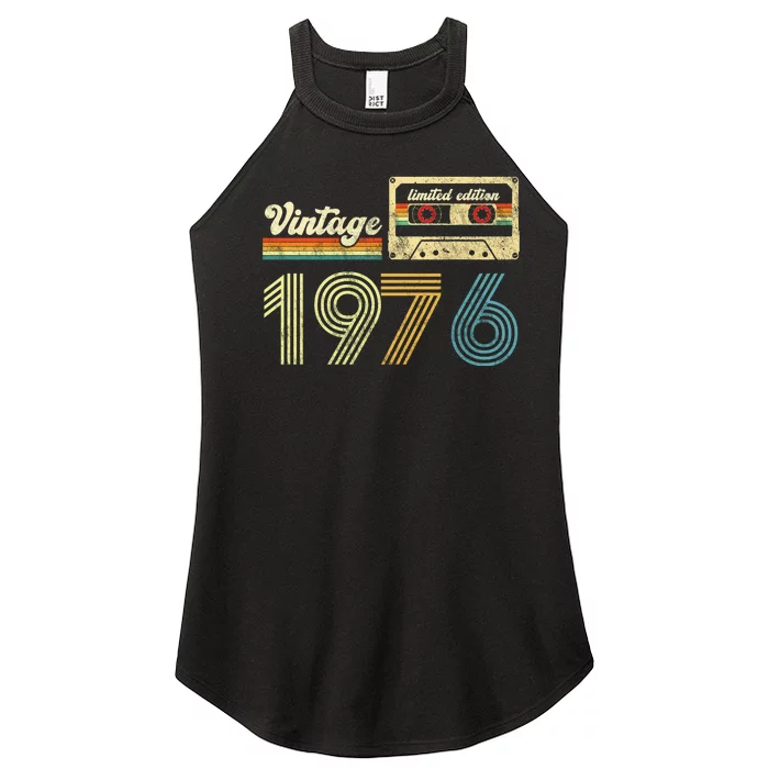 vintage cassette 1976 Retro Birthday 47th Dad Birthday Gift Grandpa Birthday Women’s Perfect Tri Rocker Tank