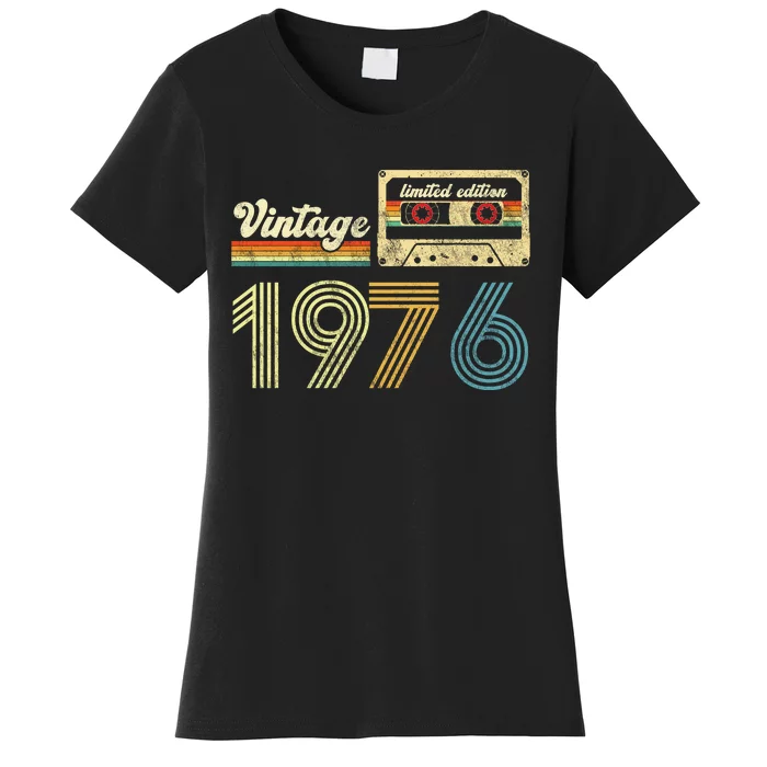 vintage cassette 1976 Retro Birthday 47th Dad Birthday Gift Grandpa Birthday Women's T-Shirt