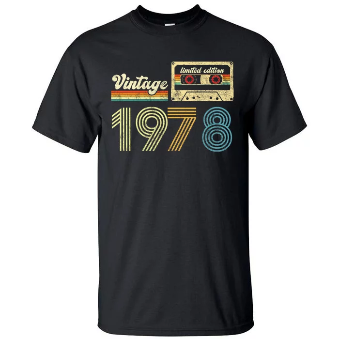 vintage cassette 1978 Retro Birthday 45th Dad Birthday Gift Grandpa Birthday Tall T-Shirt