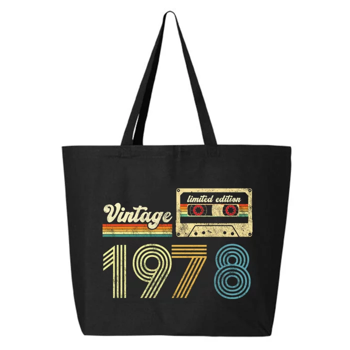 vintage cassette 1978 Retro Birthday 45th Dad Birthday Gift Grandpa Birthday 25L Jumbo Tote