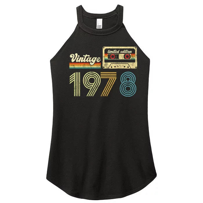 vintage cassette 1978 Retro Birthday 45th Dad Birthday Gift Grandpa Birthday Women’s Perfect Tri Rocker Tank