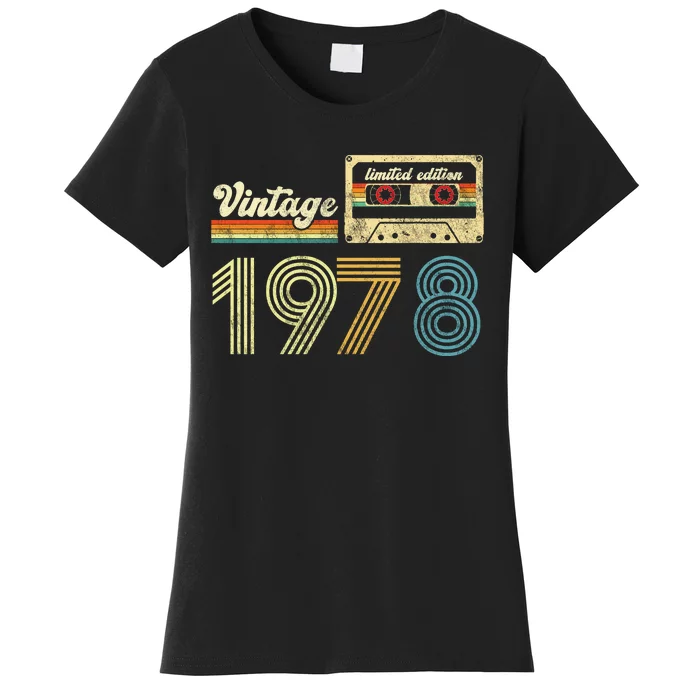 vintage cassette 1978 Retro Birthday 45th Dad Birthday Gift Grandpa Birthday Women's T-Shirt